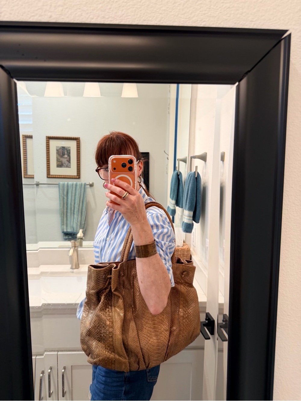 Carlos Falchi Gold Metallic Python Tote - Picture 2 of 9
